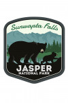 Jasper National Park, Canada - Sunwapta Falls - Black Bear & Cub - Contour - Lantern Press Artwork