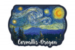 Corvallis, Oregon - Starry Night - Contour - Lantern Press Artwork