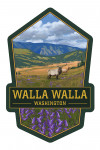 Walla Walla, Washington - Elk & Flowers - Contour - Lantern Press Artwork