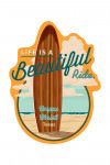 Corpus Christi, Texas - Life is Beautiful Ride - Surfboard - Contour - Lantern Press Artwork