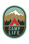 Camp Life - Tent & Mountains - Contour - Lantern Press Artwork
