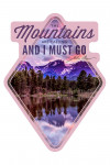 The Mountains are Calling - John Muir Quote - Sunset & Lake - Contour - Lantern Press Photography