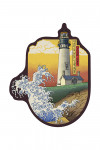 Oregon Coast - Yaquina Head Lighthouse - Woodblock Print - Contour - Lantern Press Artwork