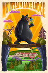 Pembroke, Virginia - Mid-Century Inspired - Black Bear On Log Bridge - Mountain Lake Lodge