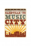 Nashville, Tennessee - City and Sunburst - Screenprint - Contour - Lantern Press Artwork