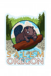 Salem, Oregon - Beaver & River - Contour - Lantern Press Artwork