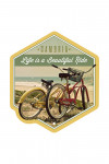 Cambria, California - Life is a Beautiful Ride - Bicycles & Beach Scene - Contour - Lantern Press Artwork