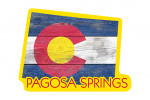 Pagosa Springs, Colorado - Colorado State Flag - Rustic Painting - Contour - Lantern Press Artwork