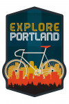 Portland, Oregon - Explore Portland - Bike - Screenprint Style - Contour - Lantern Press Artwork