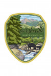 Asheville, North Carolina - Black Bears & Stream - Contour - Lantern Press Artwork