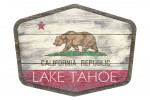 Lake Tahoe, California - Rustic California State Flag - Contour