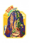 Zion National Park, Utah - Angel's Landing Psychedelic - Contour - Lantern Press Artwork