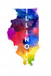 Illinois - State Abstract Watercolor - Contour
