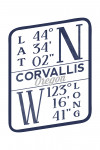 Corvallis, Oregon - Latitude & Longitude - Blue - Contour