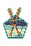 Fernie, Canada - Crossed Skis - Letterpress - Contour - Lantern Press Artwork