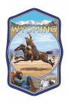 Wyoming - Rodeo Cowboy Montage - Contour - Lantern Press Artwork