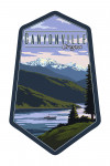 Canyonville, Oregon - Fisherman & Mountains - Contour - Lantern Press Artwork