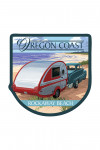 Rockaway Beach, Oregon - Retro Camper on Beach - Contour - Lantern Press Artwork