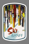 Banff, Canada - Ski - Colorful Skis - Contour - Lantern Press Artwork