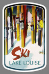 Lake Louise, Canada - Ski - Colorful Skis - Contour - Lantern Press Artwork