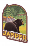 Jasper National Park, Canada - Black Bear in Forest  - Contour - Lantern Press Artwork