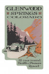Glenwood Springs, Colorado - Vintage Car & Mountain - Contour - Artwork