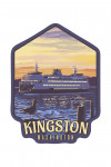 Kingston, Washington - Ferry Sunset & Gull - Contour - Lantern Press Artwork