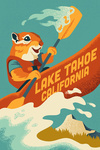 Lake Tahoe, California - Animal Activities Series - Kayaking Chipmunk - Lantern Press Artwork