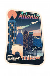 Atlanta, Georgia - Retro Skyline Chromatic Series - Contour - Lantern Press Artwork