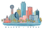 Dallas, Texas - Whimsy City Collection - Skyline