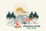 St. Marys, Georgia - Crooked River State Park - Happy Camper - Tent - Distressed Vector Shape - Contour