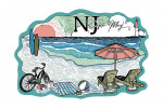 Cape May, New Jersey - Barnegat Light - Beach Scene - Sketch - Contour