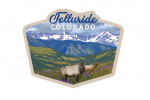 Telluride, Colorado - Elk & Flowers - Contour - Lantern Press Artwork