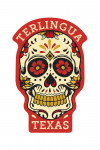 Terlingua, Texas - New Mexico - Day of the Dead - Sugar Skull & Flower Pattern - Red & Gold - Contour - Lantern Press Artwork