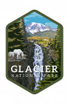 Glacier National Park, Montana - Mountain Goats & Waterfall - Contour