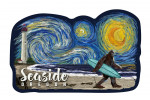 Seaside, Oregon - Starry Night - Bigfoot on the Beach - Contour - Lantern Press Artwork