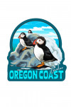 Bandon, Oregon - Puffins - Contour - Lantern Press Artwork