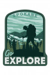 Spokane, Washington - Go Explore - Hiker - Contour - Lantern Press Artwork