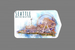 Seattle Skyline - Ferris Wheel - Watercolor - Contour