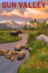 Sun Valley, Idaho - Moose & Mountain at Sunset