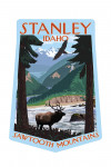 Stanley, Idaho - Sawtooth Mountains - Elk - Contour - Lantern Press Artwork