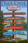 Duck Creek, Utah - Sign Post - Lantern Press Artwork