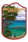 Orcas Island, Washington - San Juan Islands - Kayakers - Contour - Lantern Press Artwork