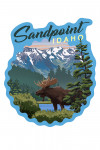 Sandpoint, Idaho - Painterly - Moose - Summer Scene - Contour