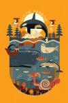 Roche Harbor, Washington - San Juan Island - Marine Animals - Geometric - Contour - Lantern Press Artwork