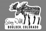 Boulder, Colorado - Stay Wild Moose and Mountains Double Exposure - Contour