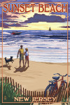 Sunset Beach, New Jersey - Sunset at the Beach (Speed Boat) - Lantern Press Artwork