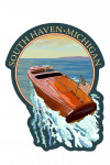South Haven, Michigan - Wooden Boat - Contour