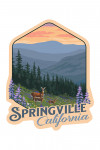 Springville, California - Deer & Spring Flowers - Contour - Lantern Press Artwork