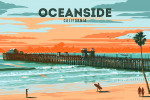 Oceanside, California - Pier - Painterly - Lantern Press Artwork